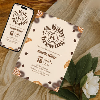 Invitation Une Baby Shower "Un Bébé se Prépare" autour du Caf