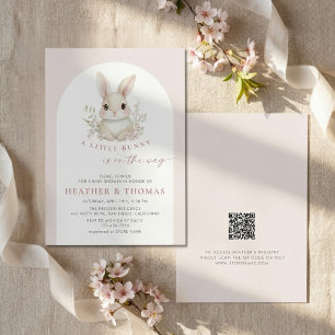 Invitation Une Baby Shower "Un Petit Lapin Élégant Arc"