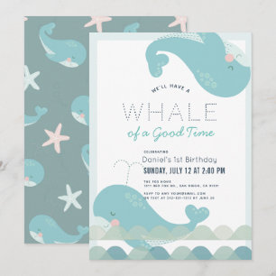 Invitation Une baleine d'un bon moment Blue Boy 1er anniversa