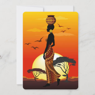 Invitation Une belle femme africaine Silhouette sur les solei