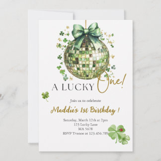 Invitation Une Chance Un Mignonne Discoball 1er Anniversaire