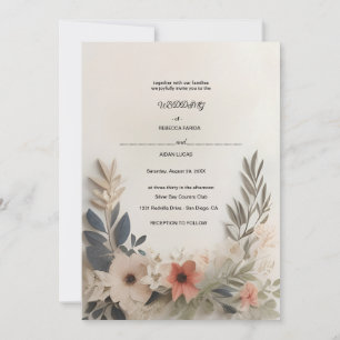 Invitation une couronne de fleur de papier sur un dos blanc