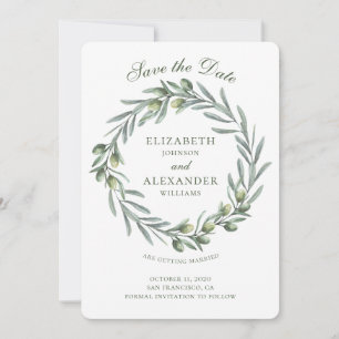 Invitation Une couronne feuille d'olive. Mariage italien enre