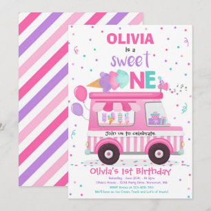Invitation Une crème glacée sucrée un camion-glaces d'anniver