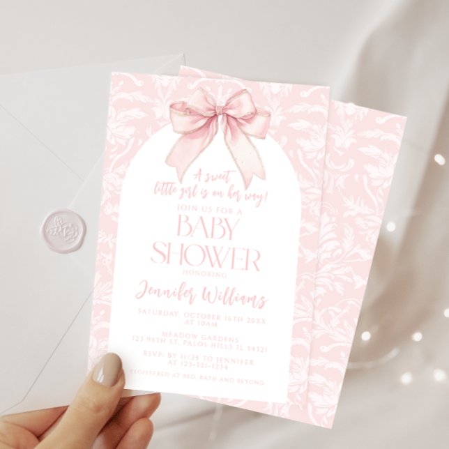 Invitation Une douce Bow Boho rose Coquette Bébé Fille Douche (Créateur téléchargé)
