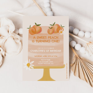 Invitation Une Douce Pêche Fille de 1er Anniversaire Fête Boh