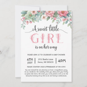 Invitation Une douce petite fille est en chemin Baby shower