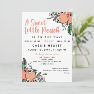 Invitation Une douce petite pêche sur le chemin Baby shower