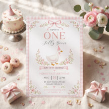 Une drôle d'oie rose florale 1er anniversaire