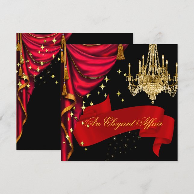 Invitation Une élégante affaire Red Gold Chandelier Entrepris (Devant / Derrière)