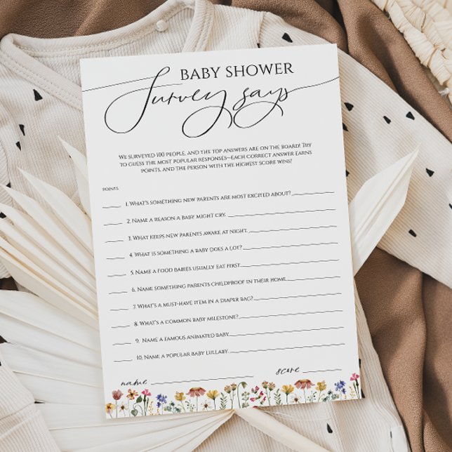 Invitation Une Enquête Colorée Sur Le Baby shower Fleur sauva (Créateur téléchargé)