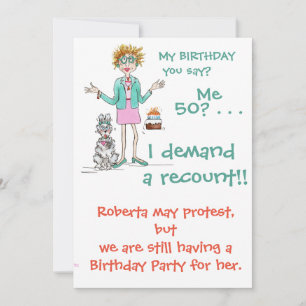 Invitation Une femme assertive exige un dessin animé de 50 an