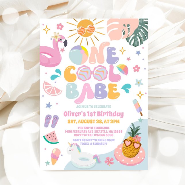 Invitation Une fête au bord de la piscine pour une fille supe (Créateur téléchargé)