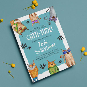 Invitation Une fête avec une attitude de chat ! Anniversaire