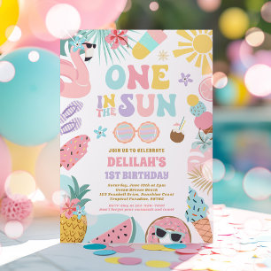 Invitation Une fête d'anniversaire 1ère année sur la plage tr