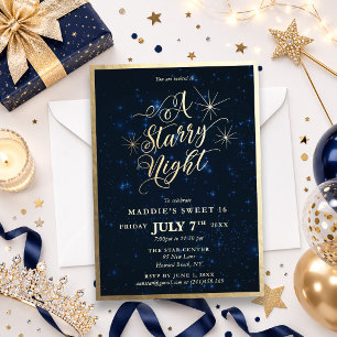 Invitation Une fête d'anniversaire de 16 ans sous les étoiles