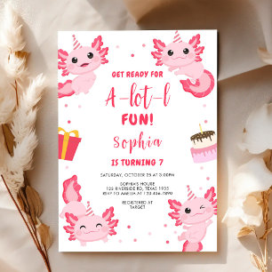 Invitation Une fête d'anniversaire pour enfants axolotl très 