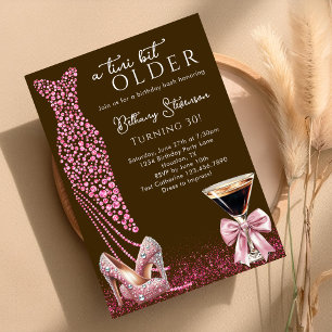 Invitation Une fête d'anniversaire rose glamour mocha un peu 