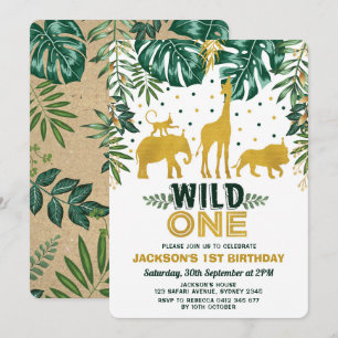 Invitation Une fête d'anniversaire sauvage d'animaux de