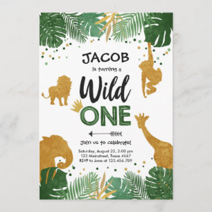 Invitation Une fête d'anniversaire sauvage d'animaux de