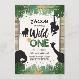 Invitation Une fête d'anniversaire sauvage d'animaux de