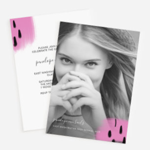 Invitation Une Fête De Diplôme De Photo En Rose Moderne