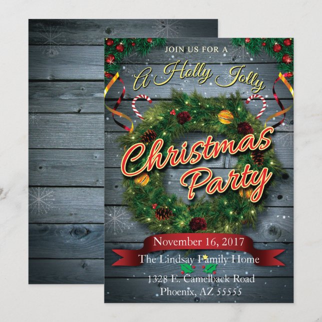 Invitation Une fête de Noël joyeuse et festive (Devant / Derrière)