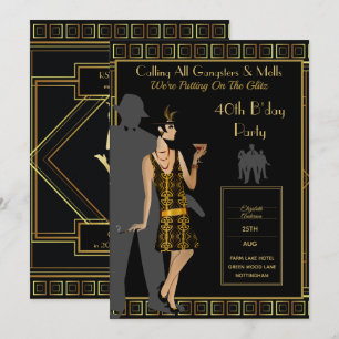 Invitation Une fête des Années folles, Gangster Flapper Deco