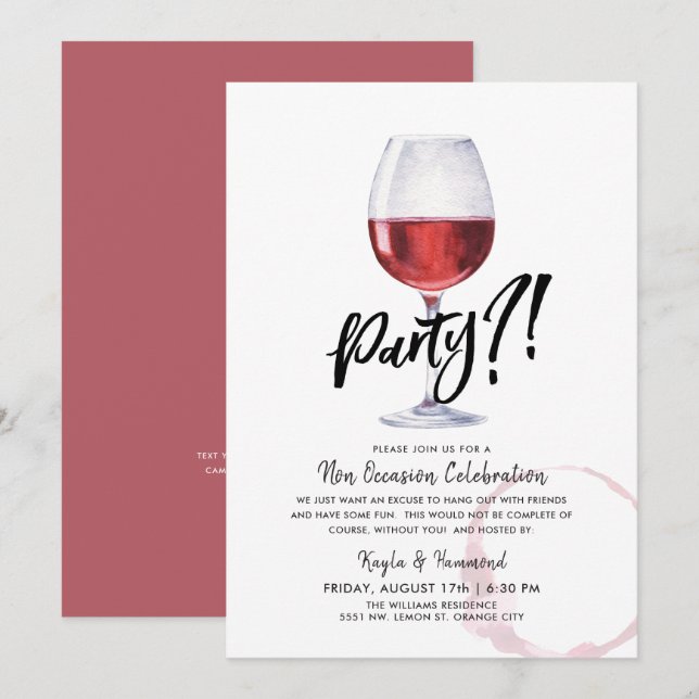Invitation Une fête juste pour faire la fête ? | Verre à vin  (Devant / Derrière)