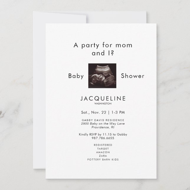 Invitation Une fête pour maman et moi ? Baby shower Ultrasoun (Devant)