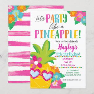 Invitation Une fête tropicale comme un ananas Luau