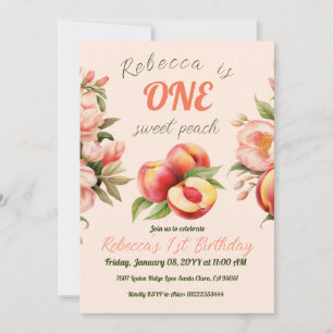 Invitation UNE Fille de Pêche Douce Été Floral 1er Anniversai