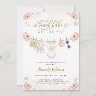Invitation Une fille de plage arrive Bébé Fille Baby shower 