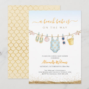 Invitation Une fille de plage arrive Bébé Fille Baby shower 