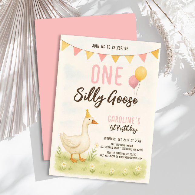Invitation Une fille d'oie sotte premier anniversaire (Créateur téléchargé)