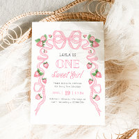 Une fille douce | Bow rose fraise 1er anniversaire