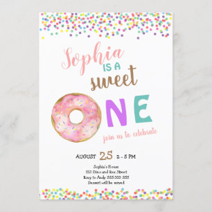 Invitation Une fille douce, premier anniversaire Donut Cute