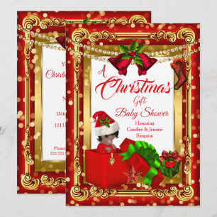 Invitation Une fille garçon bébé Cadeau de Noël Shower Rouge 
