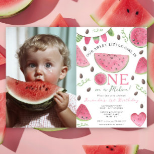 Invitation Une fille pastèque mignonne pour son 1er anniversa