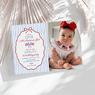 Invitation Une fille tout à fait américaine 4 juillet 1er an