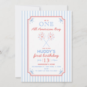 Invitation Une fille tout à fait américaine garçon 4 juillet