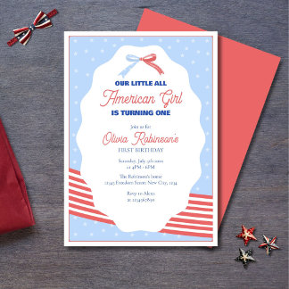 Invitation Une fille tout américaine pour son 1er anniversair
