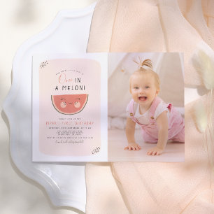 Invitation Une Fille Un Melon Photo Première Fête d'Anniversa