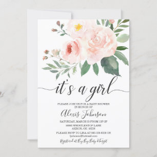 Invitation Une florale rose élégante C'est un Baby shower fém