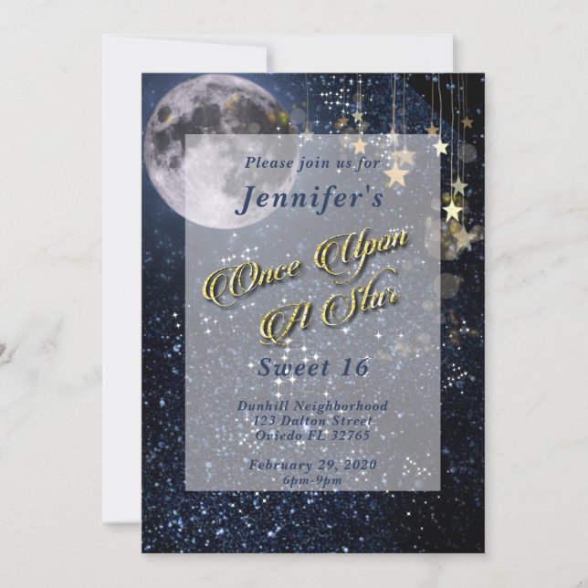 Invitation Une Fois Sur Un Sweet sixteen Étoiles (Devant)