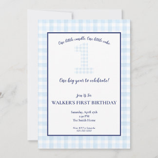 Invitation Une grande année - Classique Bleu En vichy Anniver