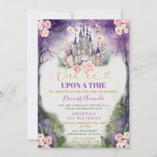 Invitation Une heure sur un château violet de temps 1er anniv