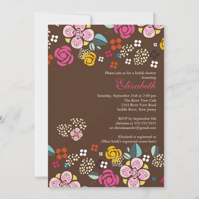 Invitation Une jolie Fête de l'mariée fleurie moderne (Devant)