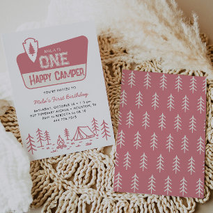 Invitation Une joyeuse campeuse pour son 1er anniversaire de