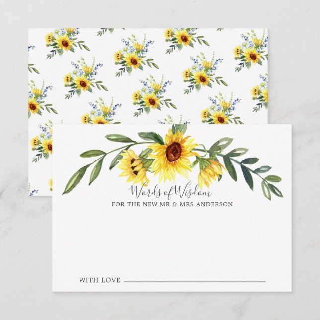 Invitation Une joyeuse mariée de tournesol jaune Words of Wis (Devant / Derrière)